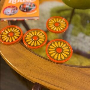 Vintage Colorflo Lucite Daisy Coaster Set